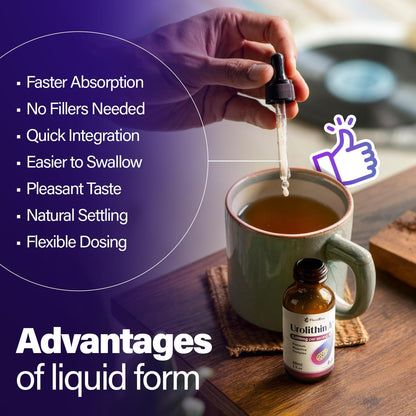 Urolithin A Supplement 2800 mg Liquid Drops | with Trans-Resveratrol, Collagen Peptides, Pomegranate Extract, Hyaluronic Acid, Vitamin E &amp; C by FreshDrinkUS - Natural and Premium Herbal Tea