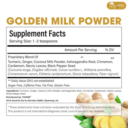 Premium Golden Milk Powder - Turmeric, Cinnamon, Ginger &amp; Black Pepper – Natural Spice Blend for Lattes, Smoothies &amp; Baking