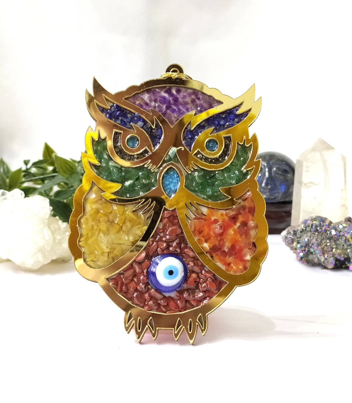 Owl Hanging, Home Protection Charm, Crystal Wall Hanging  DestGlow