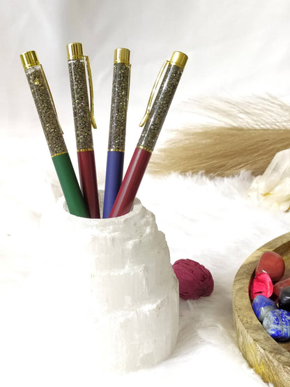Pyrite Crystal Pen, Manifestation Pen, Healing Pen.  DestGlow