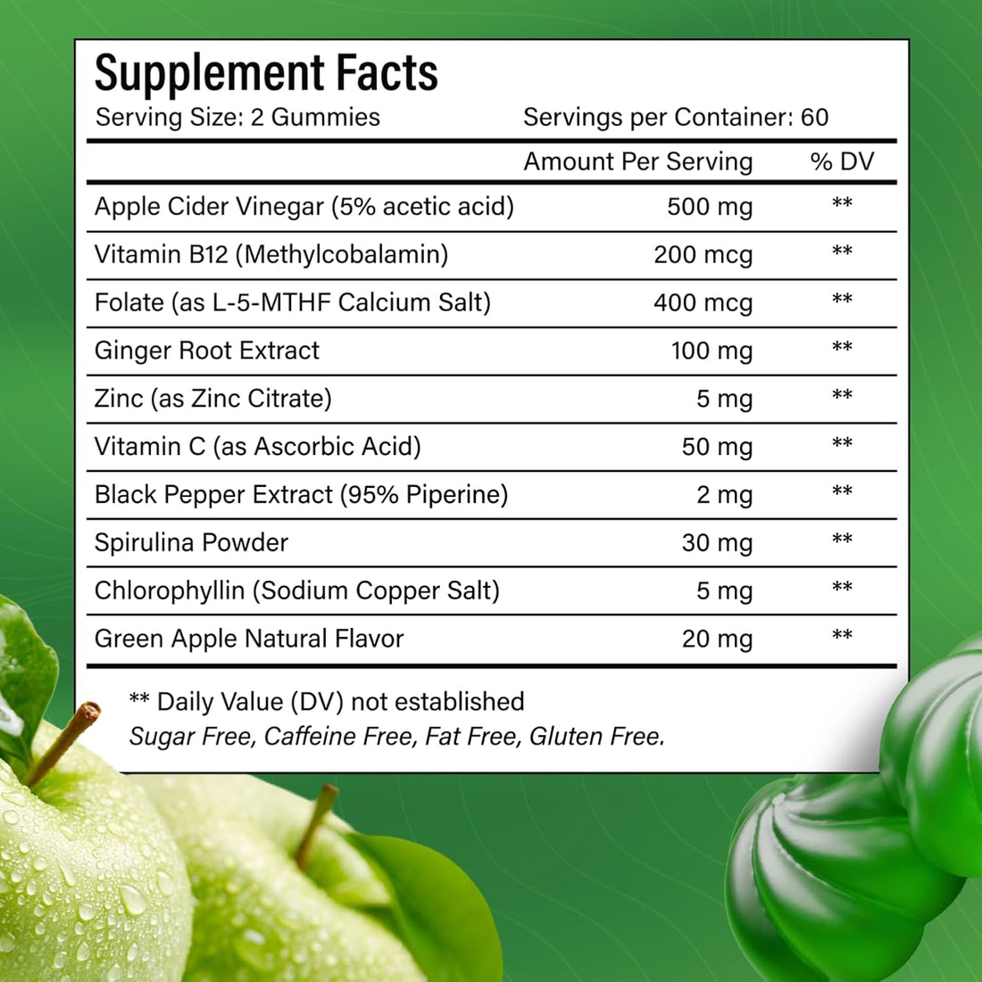 Premium Apple Cider Vinegar (ACV) Gummies, Formulated with Vitamin B12, Zinc, Ginger &amp; Vitamin C by FreshDrinkUS - Natural and Premium Herbal Tea