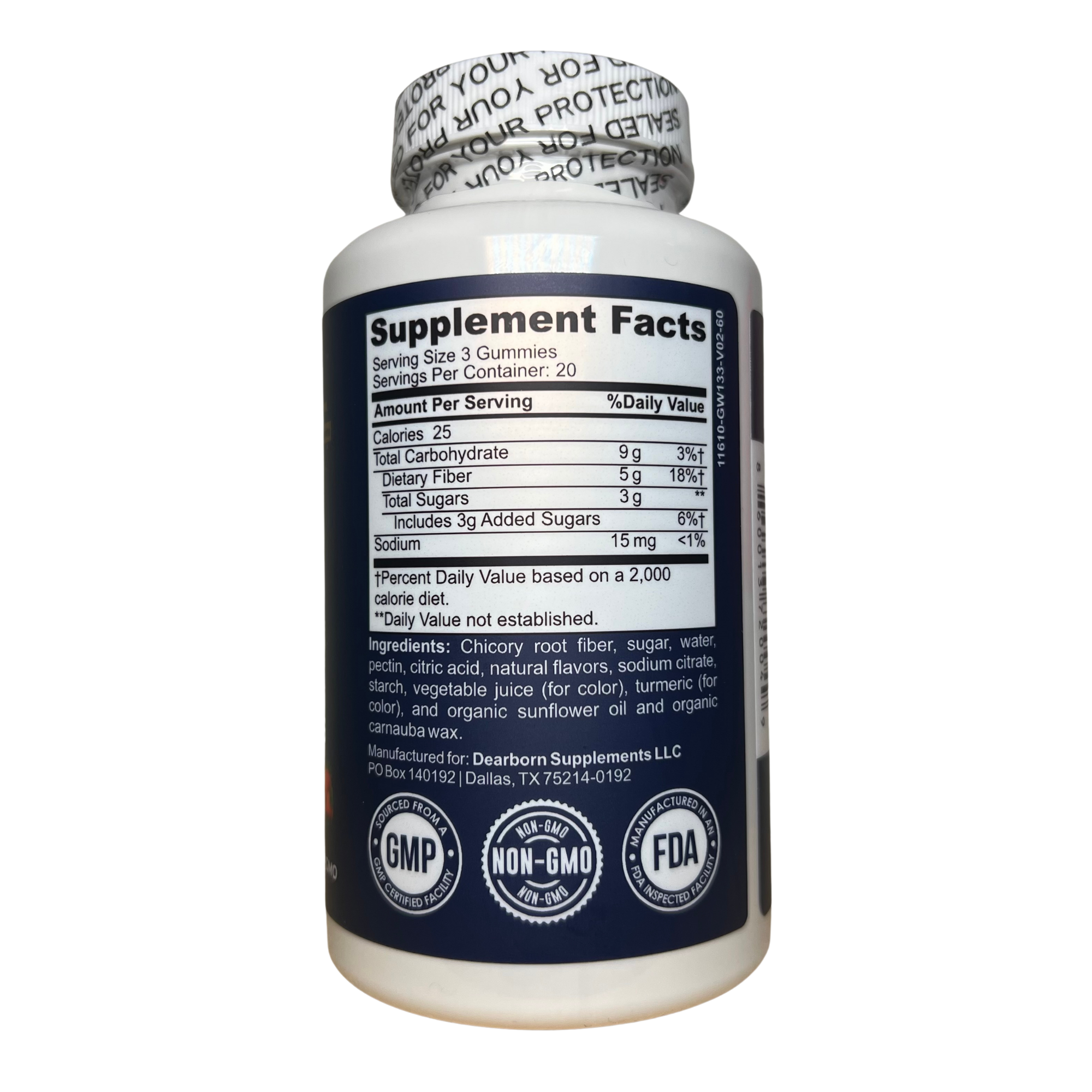 TRTL Fiber Gummies - 60 Count - Daily Prebiotic Fiber Supplement - Orange &amp; Mixed Berry Flavor