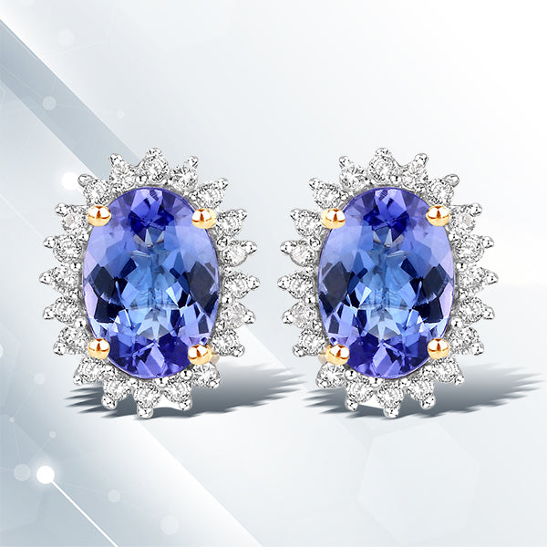 1.71 Carat Genuine Tanzanite and White Diamond 14K Yellow Gold Earrings by Bids.com