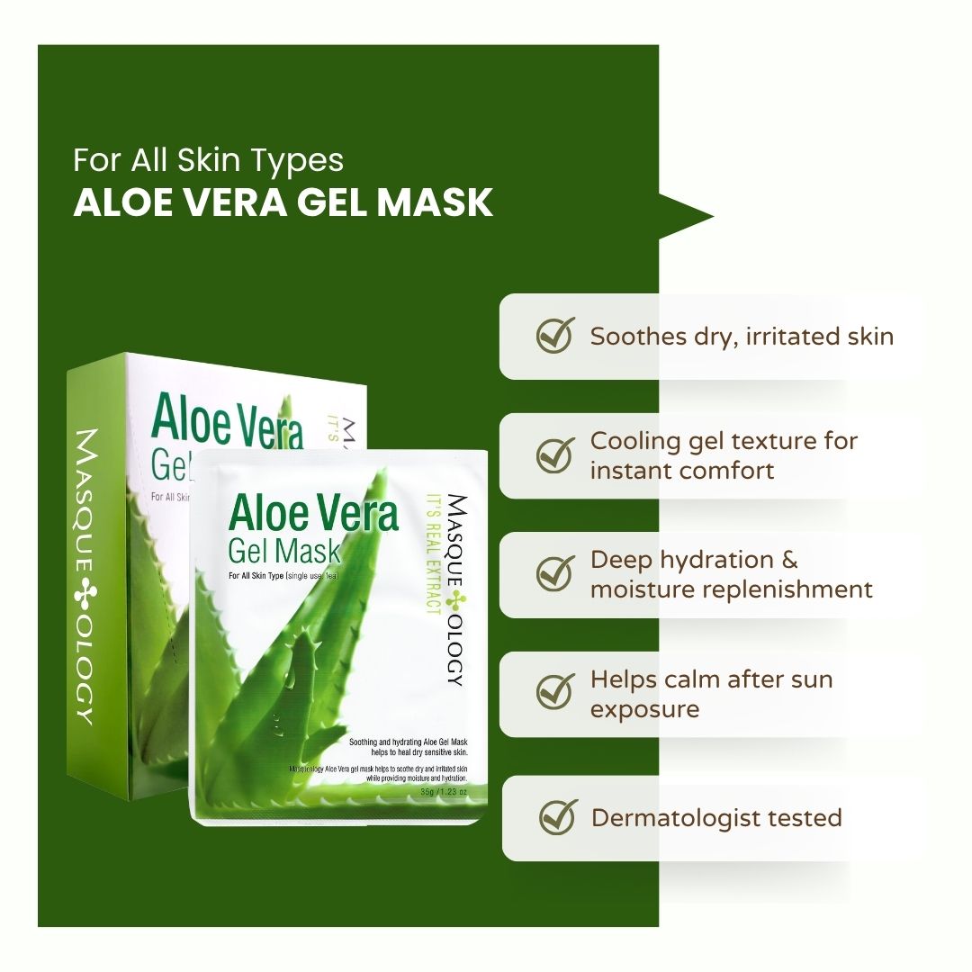 [ Masque Ology ] Aloe Vera Gel Mask(12 pack) | Hydrating &amp; Soothing Sheet Mask by Pi-Boo