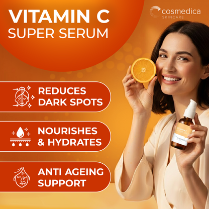 Cosmedica Skincare Vitamin C Serum for Face with Hyaluronic Acid – Anti Aging Serum for Dark Spots, Fine Lines, Wrinkles – Hydrating Collagen Booster for Women &amp; Men by Cosmedica Skincare