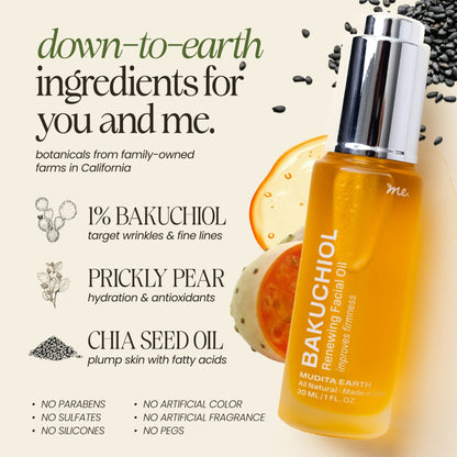 Bakuchiol Skin Renewing Facial Oil (Retinol Alternative) by Mudita Earth