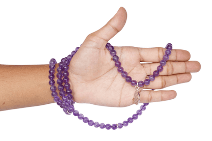 Amethyst Beads Mala Bracelet, 108 Prayer Beads Necklace (Intuition and Psychic Abilities)  DestGlow