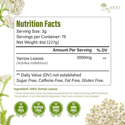 Premium Yarrow Tea Leaves | Naturally Aromatic, Freshly Packed Loose Leaf Yarrow by FreshDrinkUS - Natural and Premium Herbal Tea