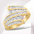 10K Yellow Gold 1 Cttw Round and Baguette-Cut Diamond Multi Row Bypass Ring Band (H-I Color, I1-I2 Clarity) - Ring Size 7 by Bids.com
