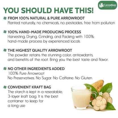 Premium Arrowroot Starch Powder – 17.6oz Resealable Bag, Gluten-Free, Non-GMO, Premium Plant-Based Thickener for Cooking, Baking &amp; Frying. by FreshDrinkUS - Natural and Premium Herbal Tea
