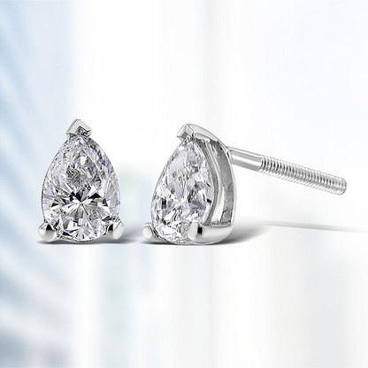 14K White Gold 1/2 Cttw Pear Shape Solitaire Lab Grown Diamond Stud Earrings (F-G Color, VS2-SI1 Clarity) by Bids.com
