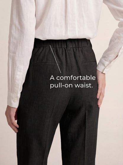 Linen Tailored Wide Leg Full Length Pants LEIGHTON by LINTICO