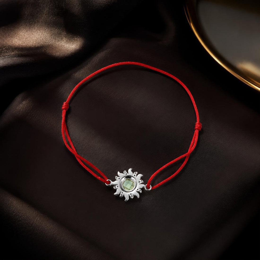 925 Sterling Silver Adjustable Length Bracelet with CZ and Glass Pendant for Women  DestGlow