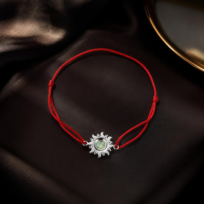 925 Sterling Silver Adjustable Length Bracelet with CZ and Glass Pendant for Women  DestGlow