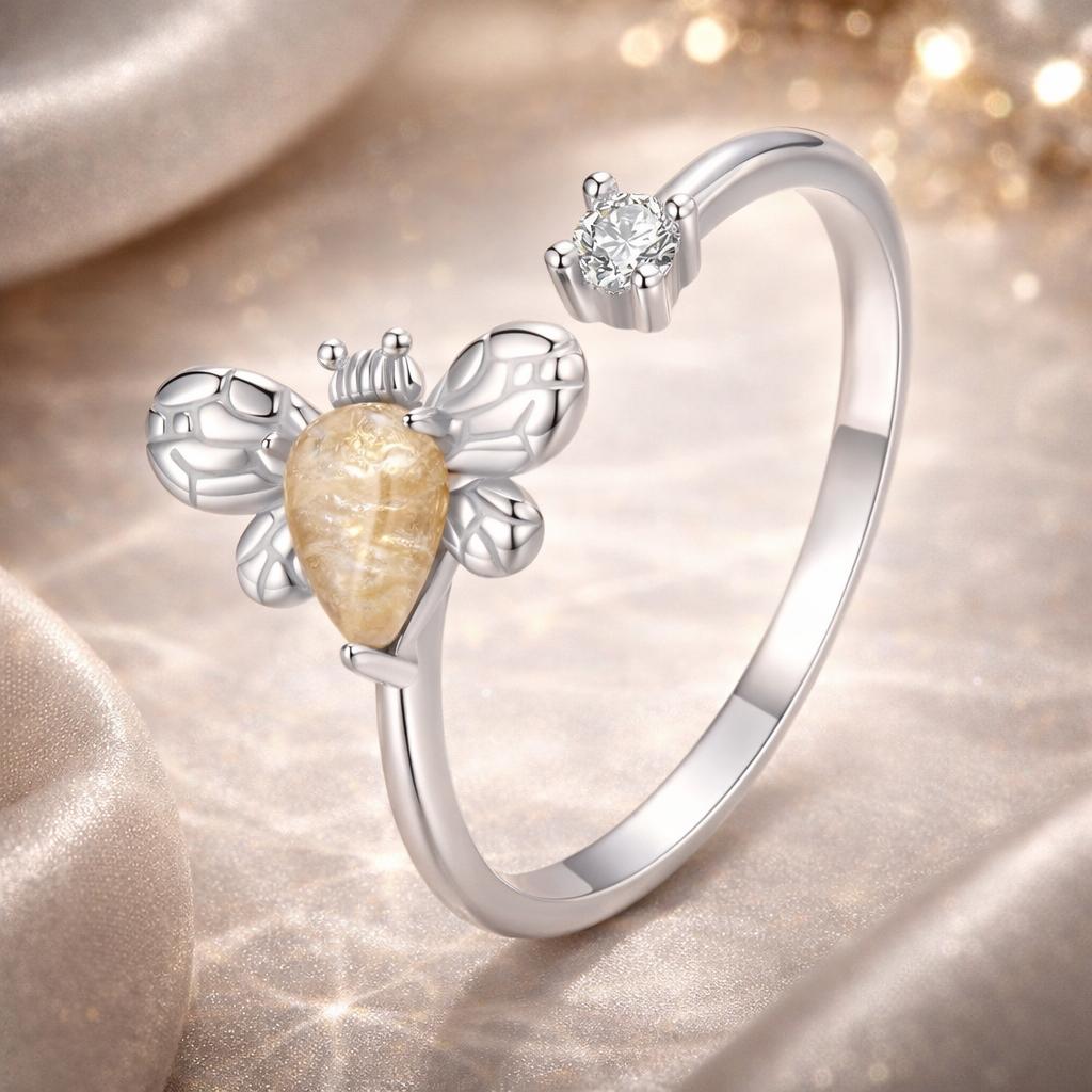 925 Sterling Silver White Gold Plated Jade Ring with CZ for Women  DestGlow
