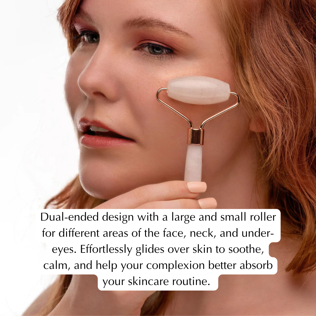 Rose Quartz Facial Roller – Dual-Ended Beauty Tool for Calming, Cooling &amp; Skin Radiance by EpiLynx