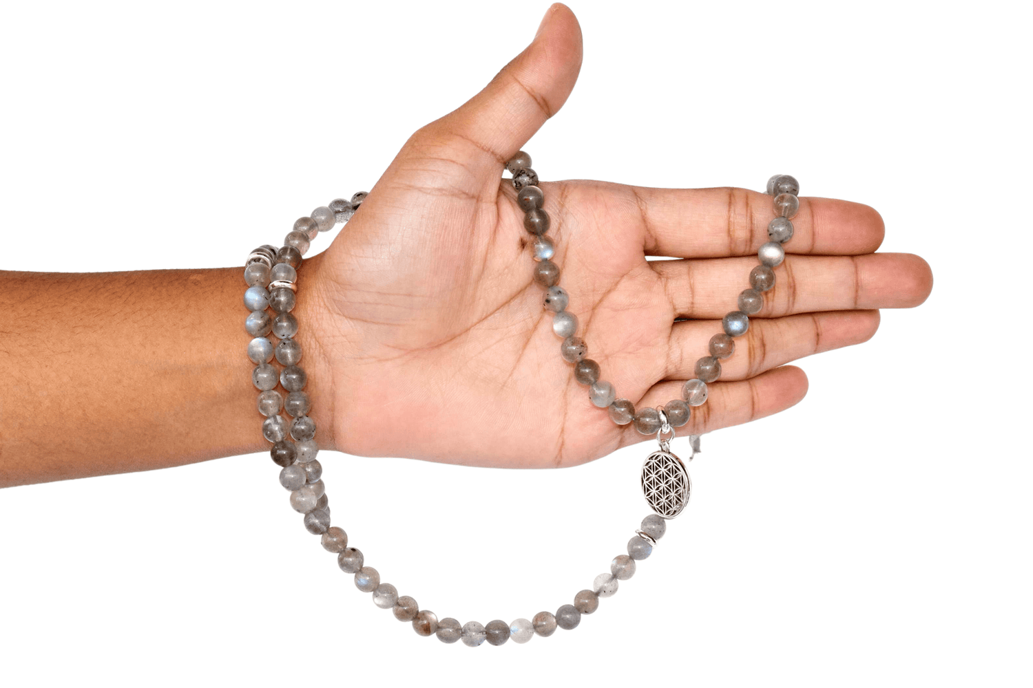 Labradorite Beads Mala Bracelet, 108 Prayer Beads Necklace (Aura Protection and Strength )  DestGlow