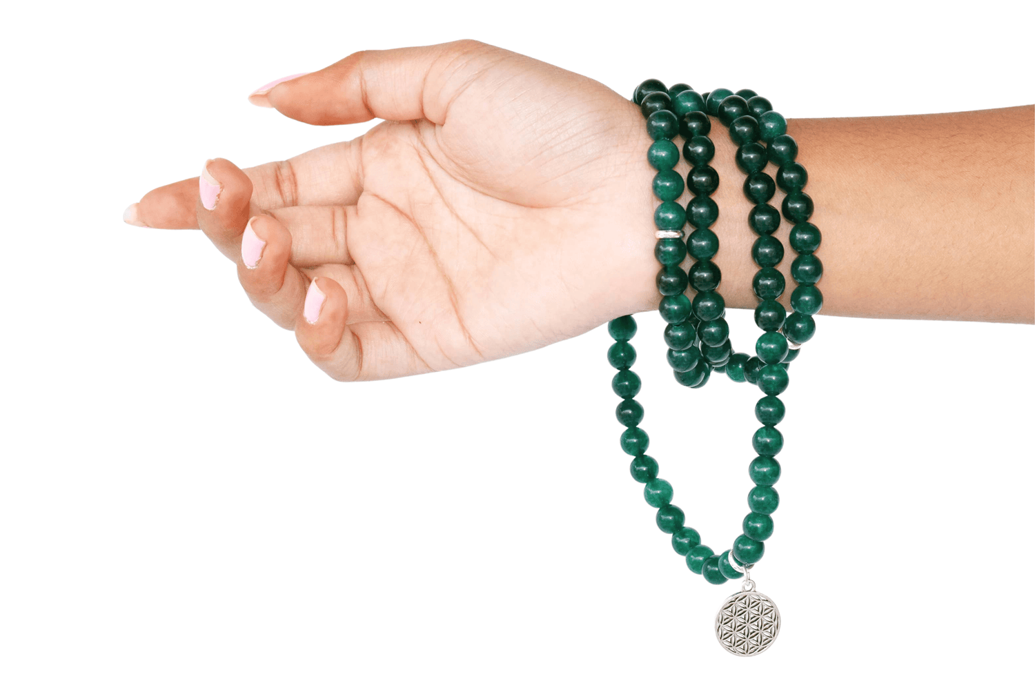 Green Jade Beads Mala Bracelet, 108 Prayer Beads Necklace (self-sufficiency and Friendship)  DestGlow