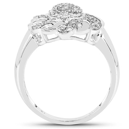14K Yellow Gold Plated 0.28 Carat Genuine White Diamond .925 Sterling Silver Ring by Bids.com