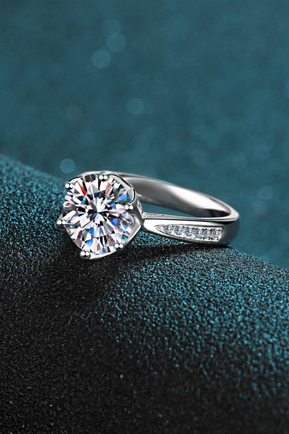 3 Carat Brilliant Round Cut Sparkala™ Rhodium Over Pure Sterling Silver Side Stone Ring by Sparkala
