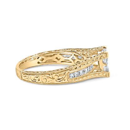 14K Yellow Gold 1.0 Cttw Princess Composite Diamond Engagement Ring (G-H Color, VS1-VS2 Clarity) - Size 7 by Bids.com