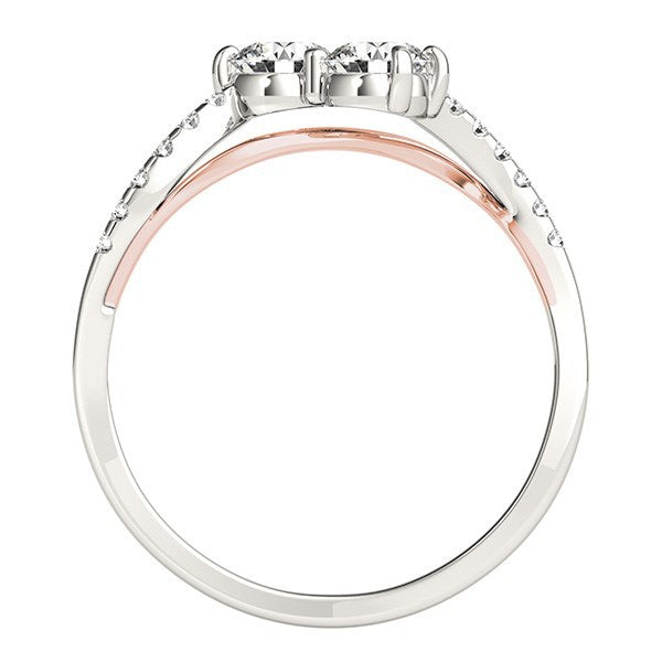 Two Stone Diamond Ring with Curved Band in 14k White And Rose Gold (5/8 cttw) by Bids.com