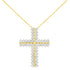 10K Yellow Gold 4.0 Cttw Diamond Two Row Cross 18" Pendant Necklace (J-K Clarity, I1-I2 Color) by Bids.com