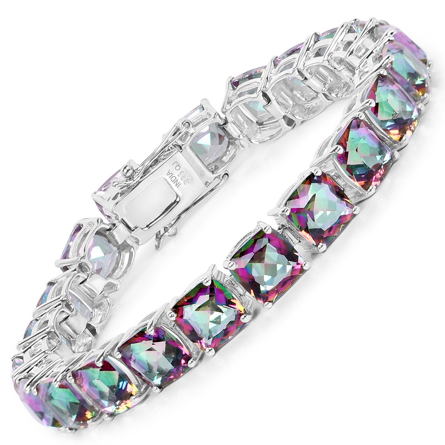 48.93 Carat Genuine Rainbow Quartz .925 Sterling Silver Bracelet by Bids.com