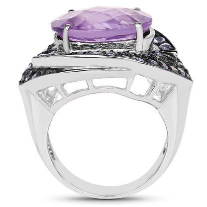 5.95 Carat Genuine Amethyst and Tanzanite .925 Sterling Silver Ring by Bids.com