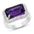5.51 Carat Genuine Amethyst and White Zircon .925 Sterling Silver Ring  DestGlow