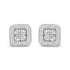 10K White Gold 1.0 Cttw Round and Princess Cut Diamond Composite Open Halo Stud Earrings (H-I Color, SI1-SI2 Clarity) by Bids.com