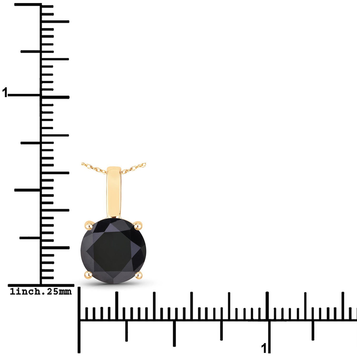 3.12 Carat Genuine Black Diamond 14K Yellow Gold Pendant  DestGlow