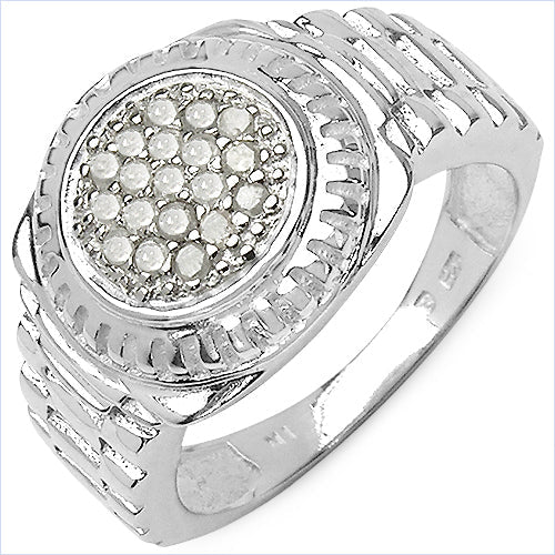 0.20 Carat Genuine White Diamond .925 Sterling Silver Ring by Bids.com
