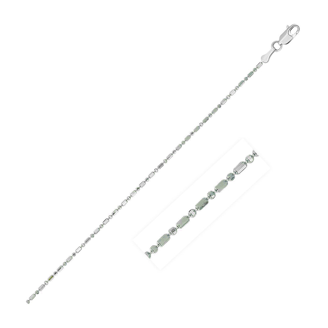14k White Gold Diamond-Cut Bead Chain 1.0mm by Bids.com