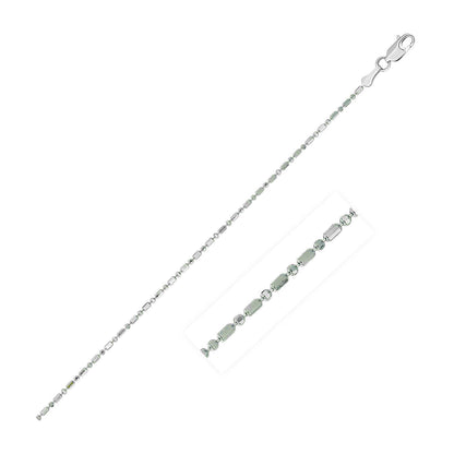 14k White Gold Diamond-Cut Bead Chain 1.0mm by Bids.com