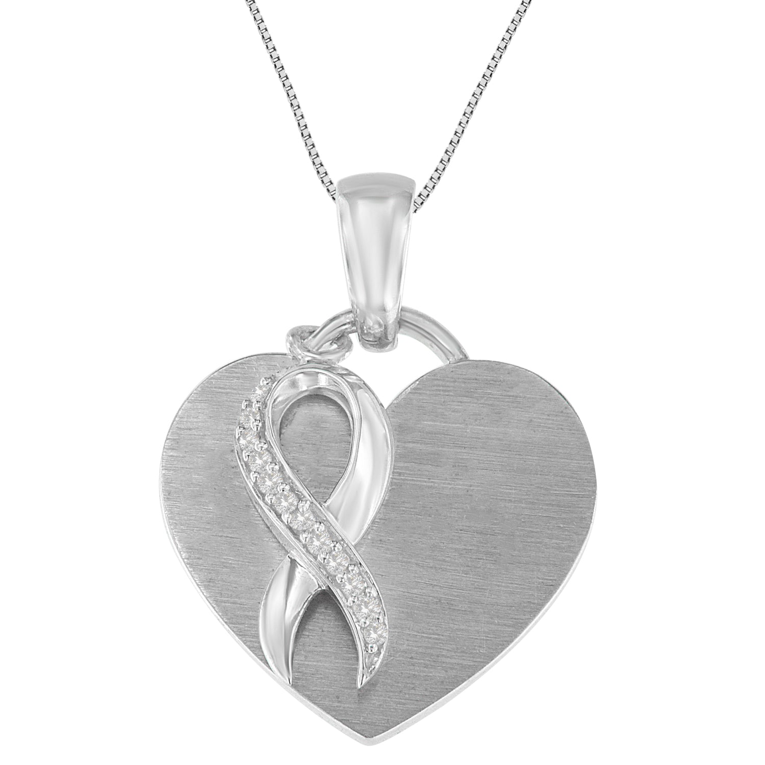 .925 Sterling Silver 1/10 cttw Diamond Heart Pendant Necklace (H-I, I1-I2) by Bids.com
