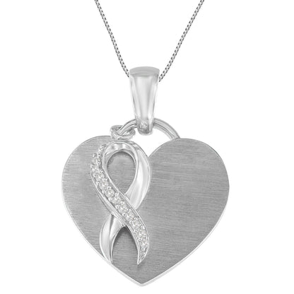 .925 Sterling Silver 1/10 cttw Diamond Heart Pendant Necklace (H-I, I1-I2) by Bids.com