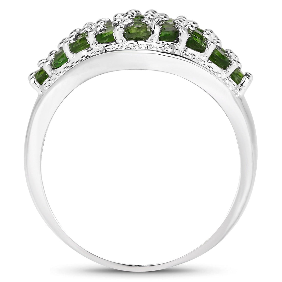 2.41 Carat Genuine Chrome Diopside and White Topaz .925 Sterling Silver Ring by Bids.com