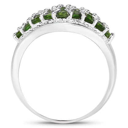 2.41 Carat Genuine Chrome Diopside and White Topaz .925 Sterling Silver Ring by Bids.com