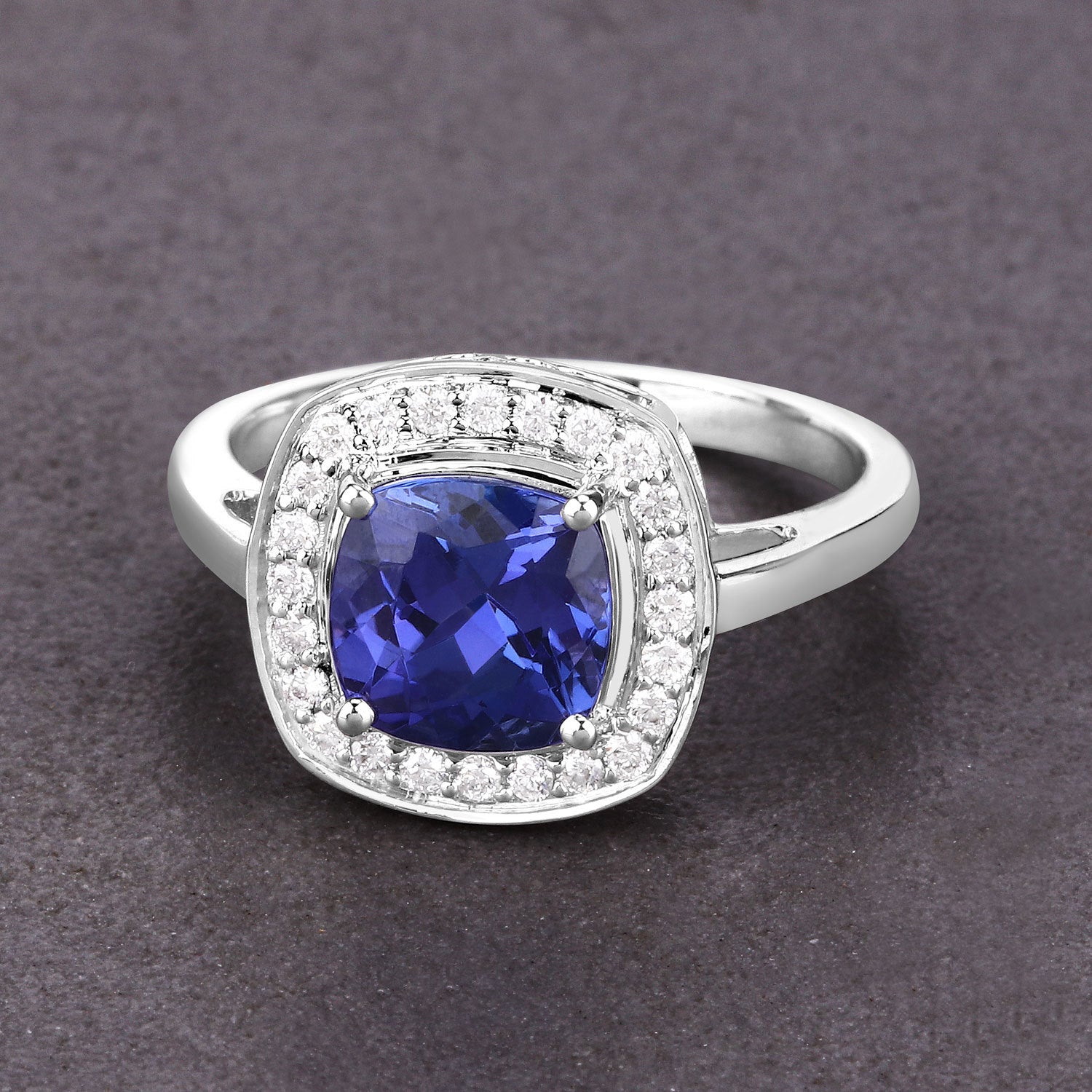 2.26 Carat Genuine Tanzanite and White Diamond 14K White Gold Ring by Bids.com