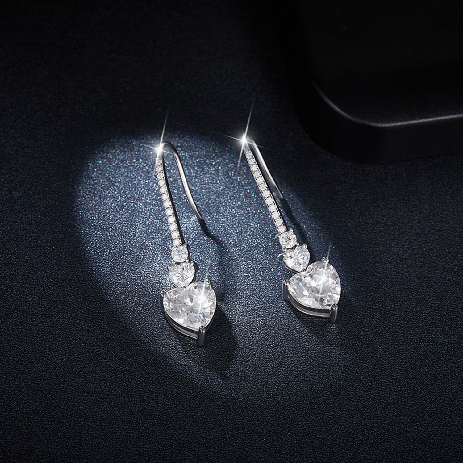 5.44 Carat 925 Sterling Silver Sparkala™ Heart Drop Earrings by Sparkala