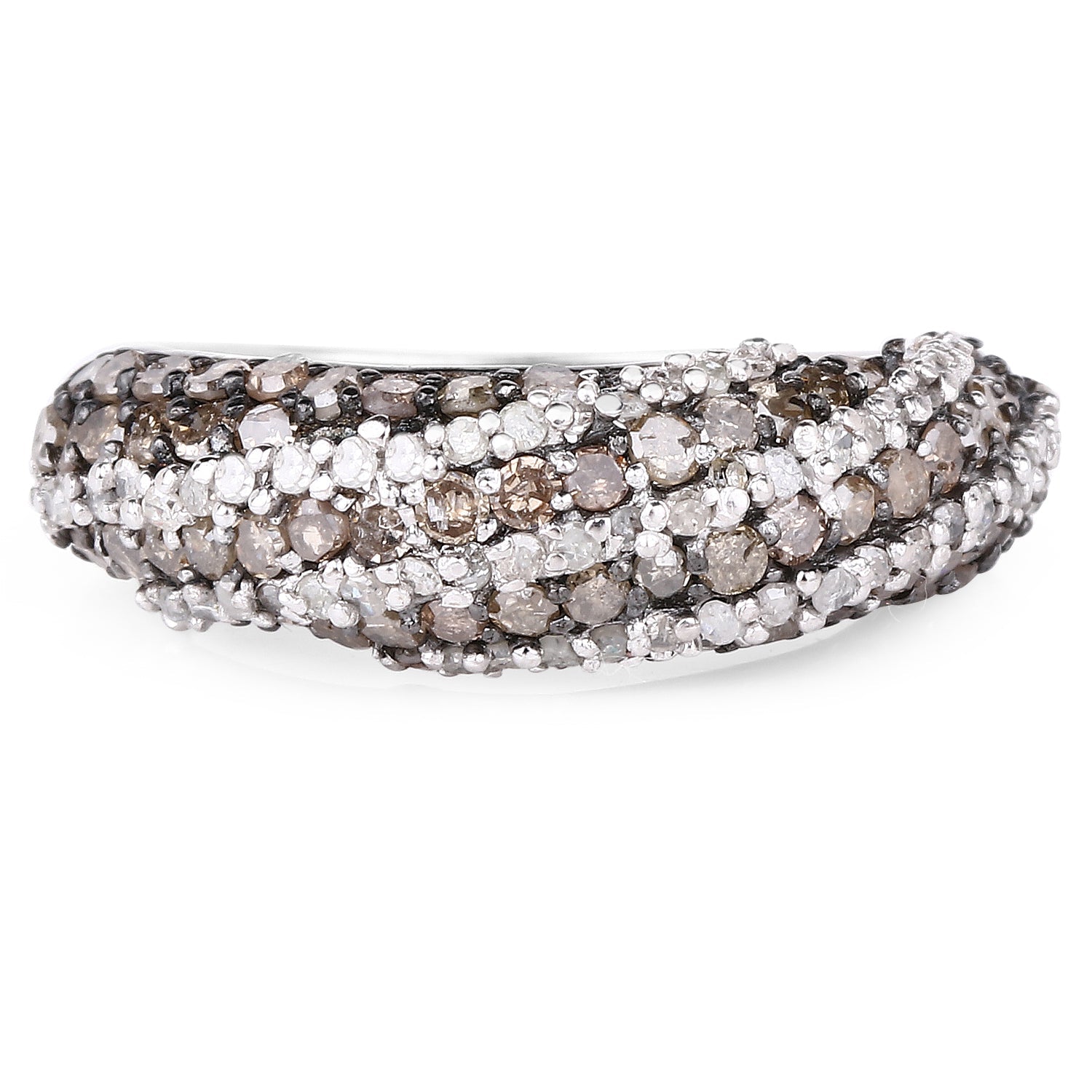 1.25 Carat Genuine Champagne Diamond &amp; White Diamond .925 Sterling Silver Ring by Bids.com