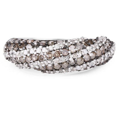 1.25 Carat Genuine Champagne Diamond &amp; White Diamond .925 Sterling Silver Ring by Bids.com