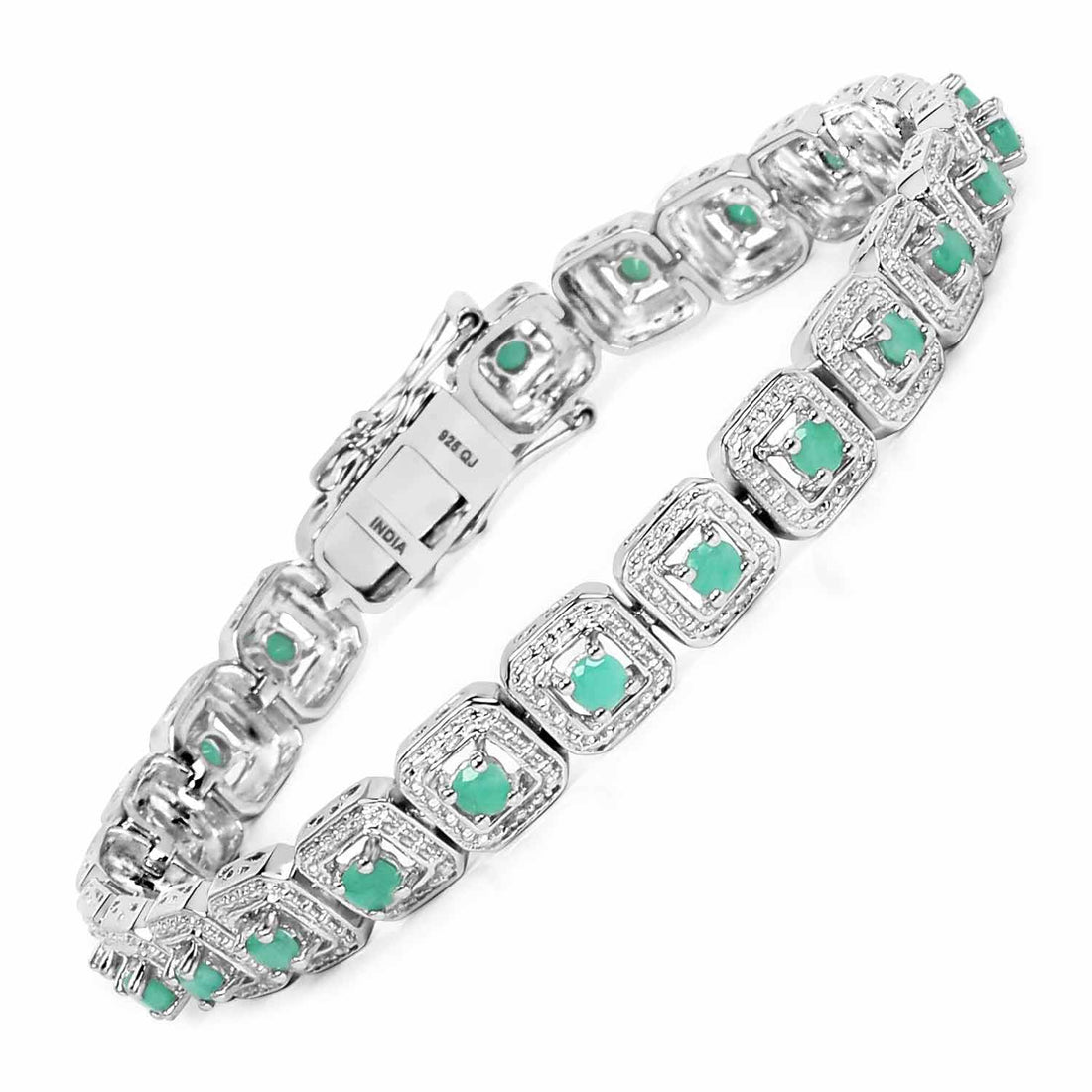 2.40 Carat Genuine Emerald .925 Sterling Silver Bracelet by Bids.com