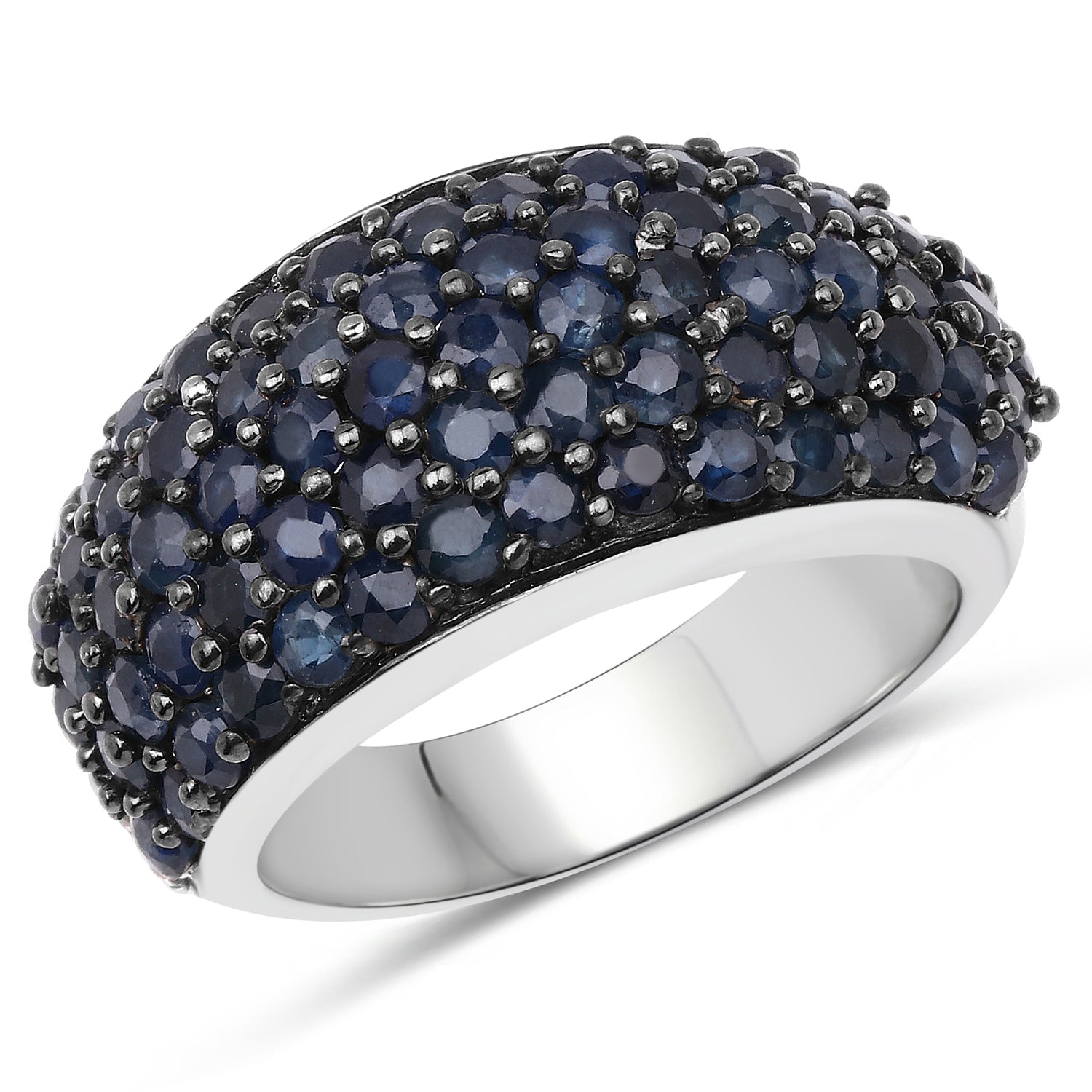3.28 Carat Genuine Blue Sapphire and White Topaz .925 Sterling Silver Ring by Bids.com