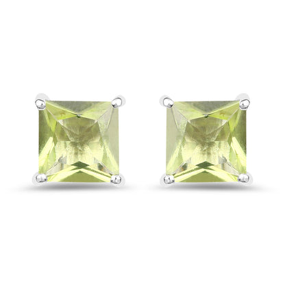 2.00 Carat Genuine Peridot .925 Sterling Silver Earrings  DestGlow