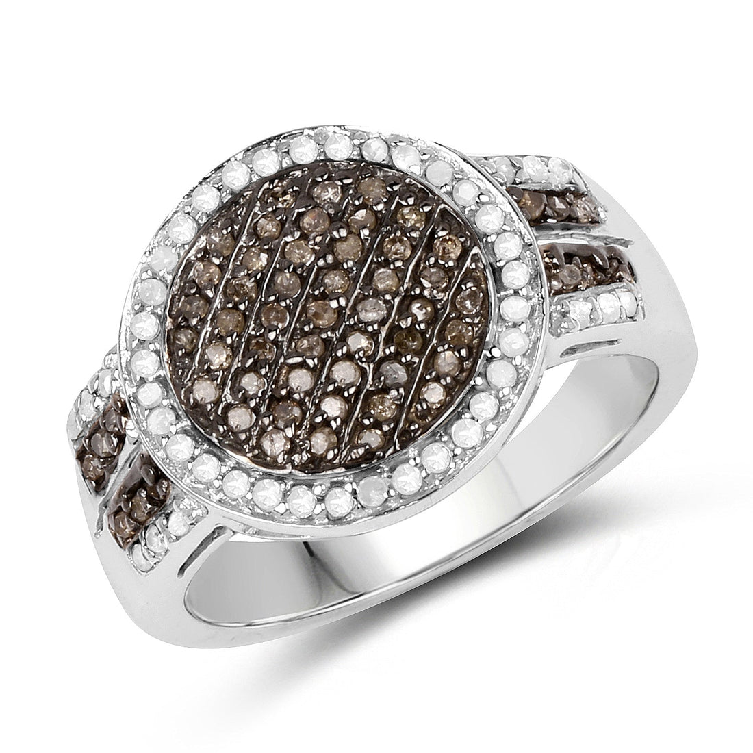 0.44 Carat Genuine Champagne Diamond and White Diamond .925 Sterling Silver Ring by Bids.com