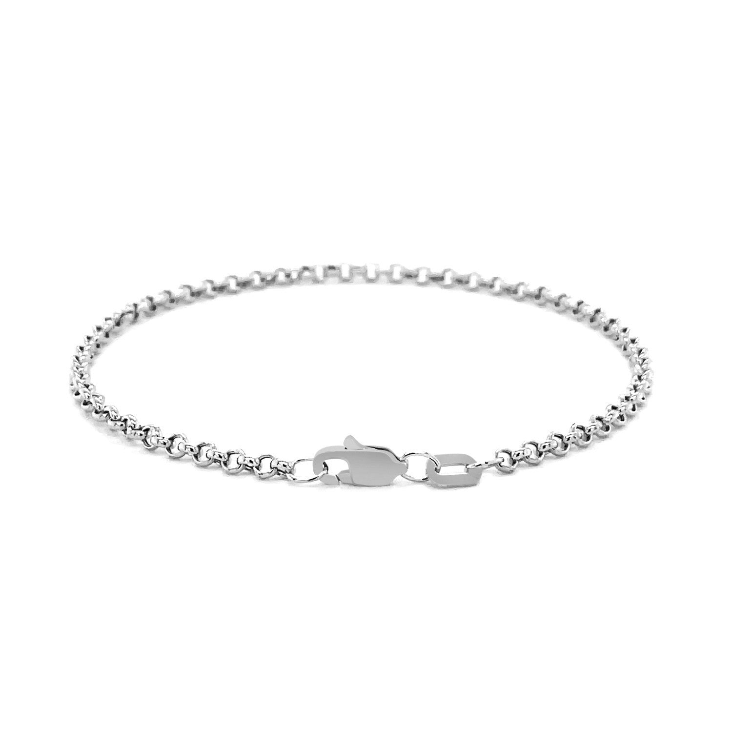 2.3mm 14k White Gold Rolo Bracelet  DestGlow