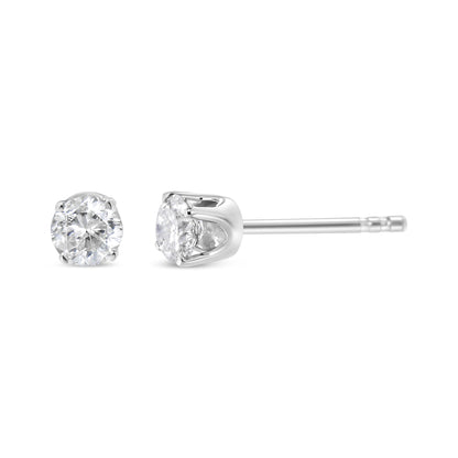 14K White Gold 3/4 Cttw Round Brilliant-Cut Near Colorless Diamond Classic 4-Prong Stud Earrings (H-I Color, SI1-SI2 Clarity) by Bids.com