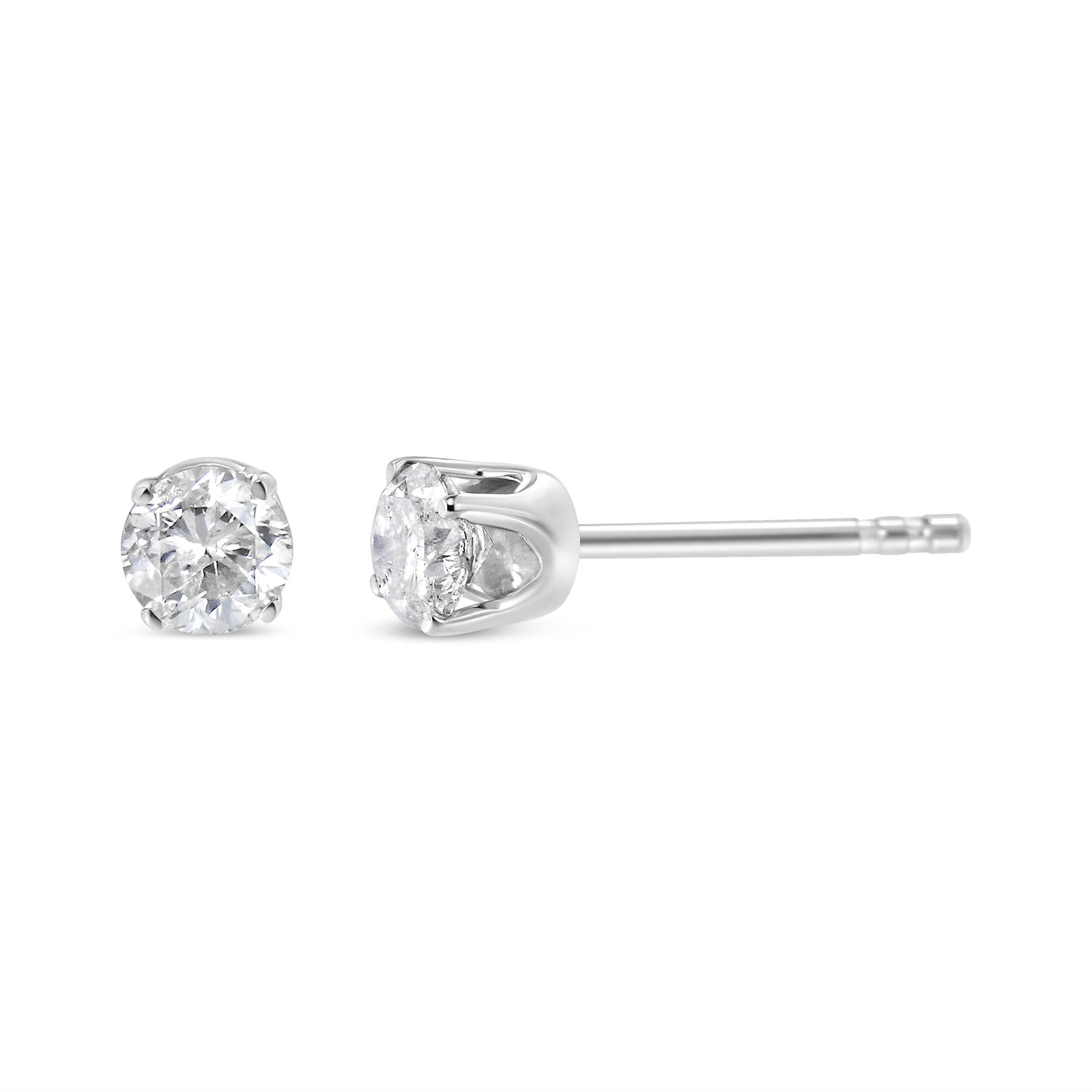 AGS Certified 14K White Gold 1.0 cttw 4-Prong Set Brilliant Round-Cut Solitaire Diamond Push Back Stud Earrings (G-H Color, I1-I2 Clarity) by Bids.com